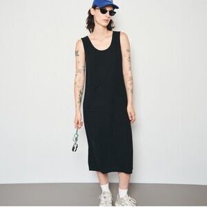 Fashion Brand Company Big Pocket Black Linen Shift Dress